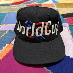 Vintage 1994 World Cup Adidas Soccer Snap Back Black Hat